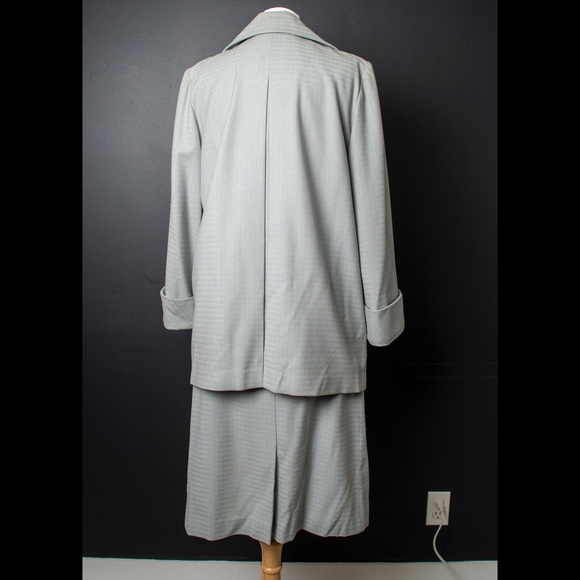 50s Dress Suit Horizontal Blue Mauve Stripe - Picture 4 of 12